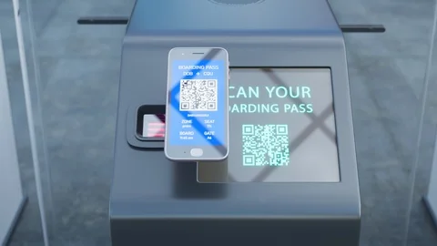 Self-service airport gates. E-Gates. Scan your boarding pass and get through. 4k 動画素材 126277405