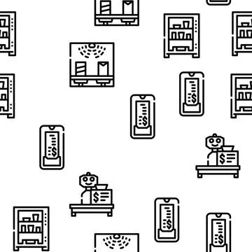 Self Service Buying Vector Seamless Pattern Stock Illustration