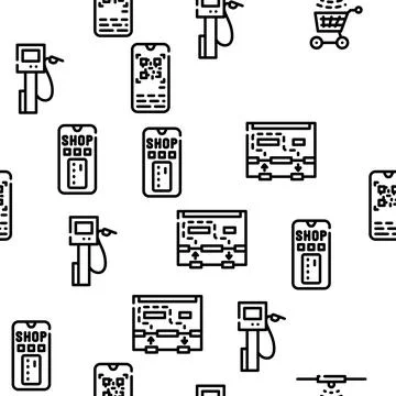 Self Service Buying Vector Seamless Pattern Stock Illustration