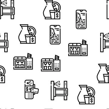 Self Service Buying Vector Seamless Pattern Stock Illustration