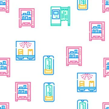 Self Service Buying Vector Seamless Pattern Illustrazione stock