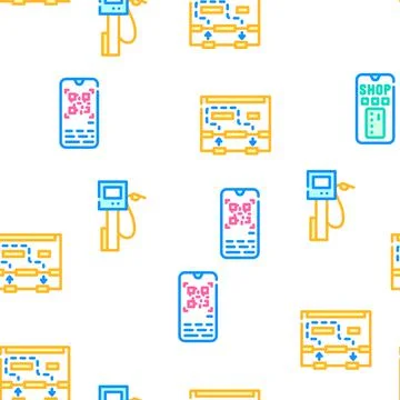 Self Service Buying Vector Seamless Pattern 스톡 일러스트