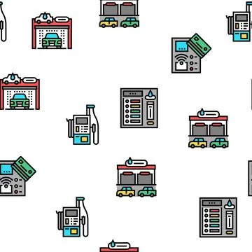 Self Service Car Wash Vector Seamless Pattern イラスト素材