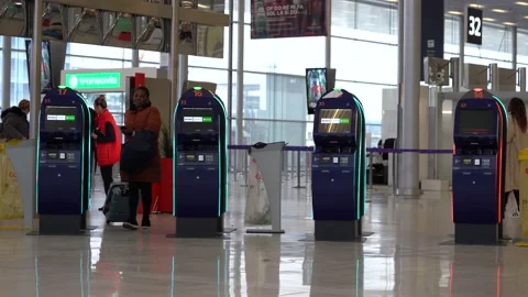 Self-service Check-In Kiosk Machine Inside The Orly Airport In Paris, Stock Footage 239364653
