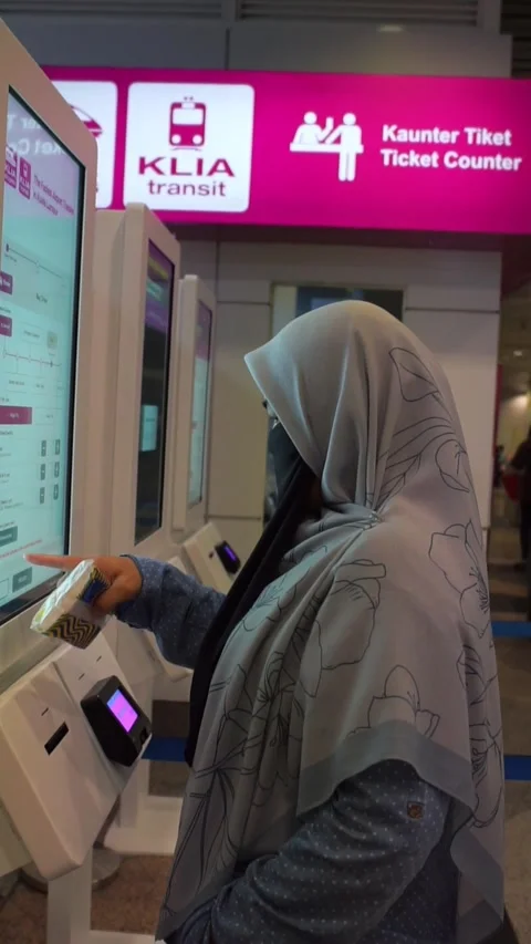 Self-service check-in kiosk system Stock Footage 320145845