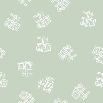 Self-service checkout line vector seamless pattern line Stock Illustration