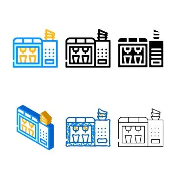 Self service coffee machine color icon vector styleset Stock Illustration