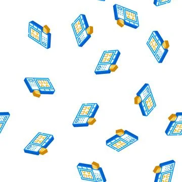 Self-service coffee machine isometric icon seamless pattern Stock Illustration
