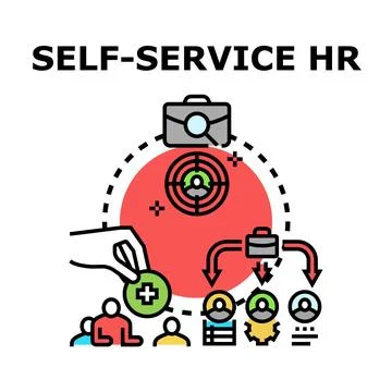 Self service hr system implementing employee management solutions Stock Illustration