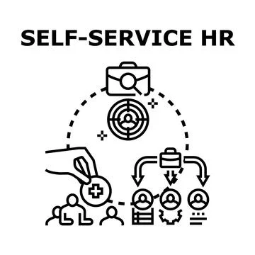 Self service hr system implementing employee management solutions Stock Illustration