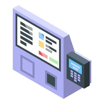 Self service icon isometric vector. Interactive counter Stock Illustration