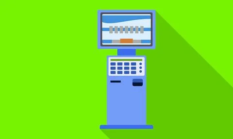 Self service kiosk icon, flat style Illustration