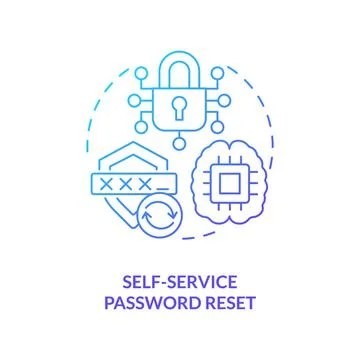 Self-service password reset blue gradient concept icon Illustrazione stock