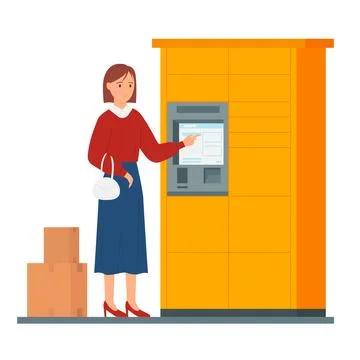 Self service in post office concept Stock Illustration