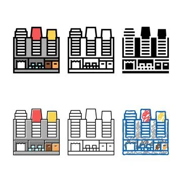 Self service professional machine for preparing coffee set color icon vector Stock Illustration