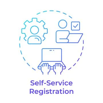 Self service registration blue gradient concept icon Illustrazione stock