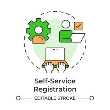 Self service registration multi color concept icon 스톡 일러스트