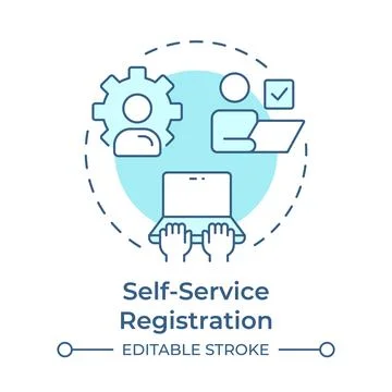 Self service registration soft blue concept icon Stock Illustration