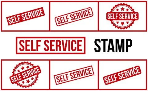 Self Service Rubber Stamp Set Vector Illustrazione stock