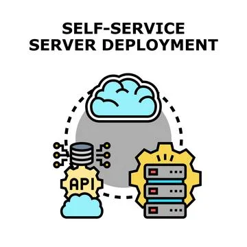 Self service server deployment concept with cloud integration Stock Illustration