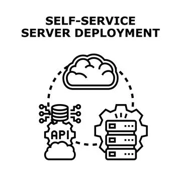 Self service server deployment concept with cloud integration Stock Illustration