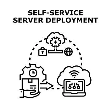 Self service server deployment process optimizing cloud computing Stockillustratie