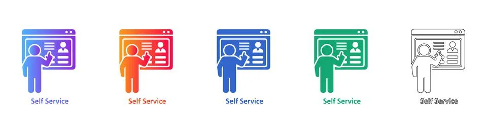 Self Service User Interface Portal Icons Stock Illustration