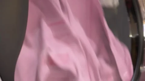 Self-service washing machine loaded and spinning Video stock 320257569