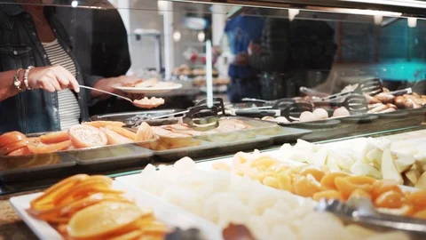 Self serving buffe Stock Footage 89699951