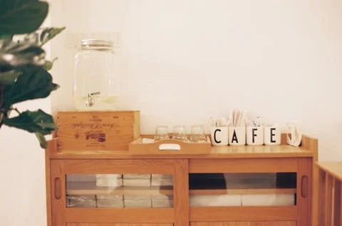 Self Serving Counter top in a Cafe Stock Photos