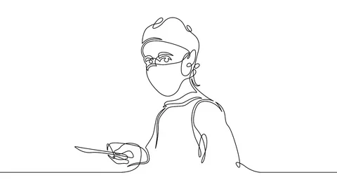 Self Simple Animation continuous one line doctor Video stock 99683410