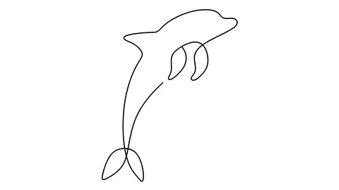 Self Simple Animation Continuous one drawn line from the dolphin Stock Footage 128425179