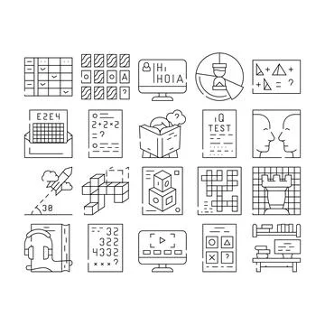 Self Study Lessons Collection Icons Set Vector Illustrazione stock