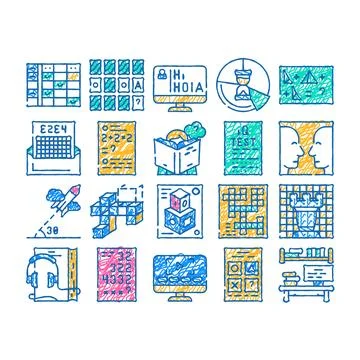 Self study lessons icon hand drawn 스톡 일러스트