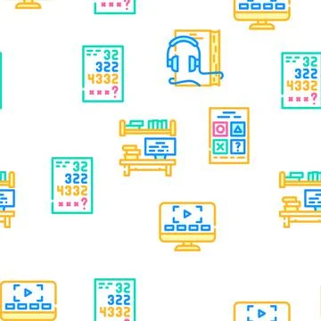 Self Study Lessons Vector Seamless Pattern 스톡 일러스트
