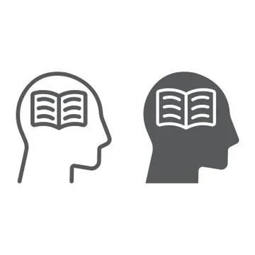 Self study line and glyph icon, e learning Stock Illustration