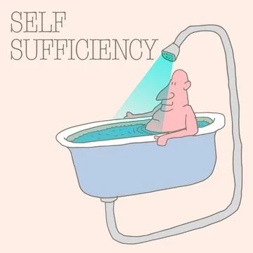 Self sufficiency is the theme of this fun graphic. Stock Illustration