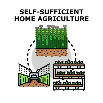 Self sufficient home agriculture methods for sustainable living Stock Illustration