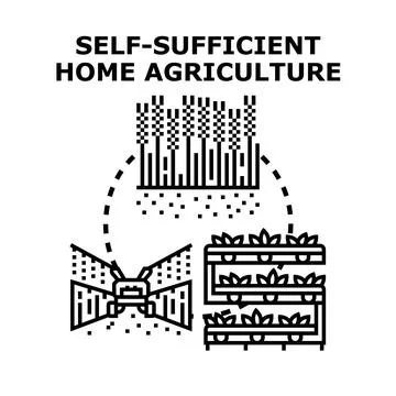 Self sufficient home agriculture methods for sustainable living Stock Illustration