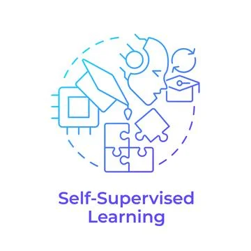 Self supervised learning blue gradient concept icon Illustrazione stock