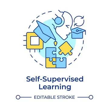 Self supervised learning multi color concept icon Stock Illustration