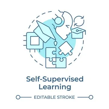 Self supervised learning soft blue concept icon Illustrazione stock