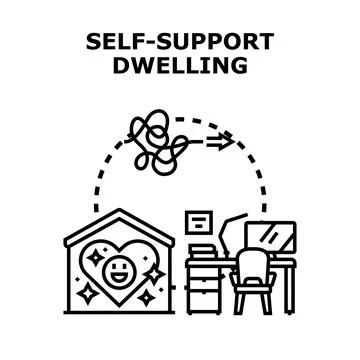 Self support dwelling creating comfortable working home environment Stock Illustration