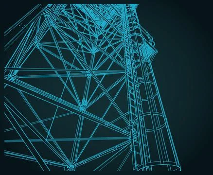 Self-supporting tower close up illustration Stock Illustration