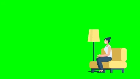 Self-talk. Interview. Tok-show. A young woman sits on a comfortable sofa Stock Footage 277410333