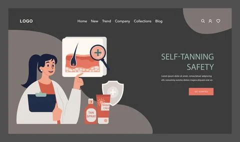 Self-tan web banner or landing page dark or night mode. Beautiful Stockillustratie