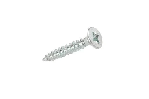Self-tapping screw  isolated on white background with clipping path. Macro sh Foto stock