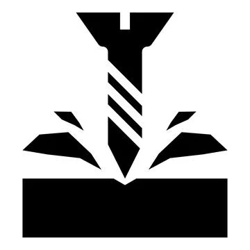 Self-tapping screw is screwed into the material shavings scatter icon black.. Stock Illustration