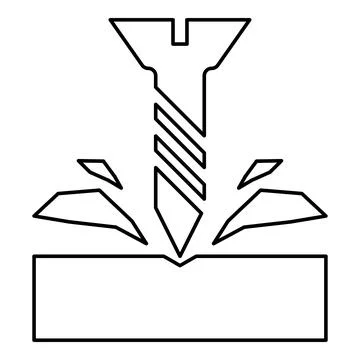 Self-tapping screw is screwed into the material shavings scatter contour ou.. Stock-Illustration