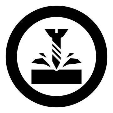 Self-tapping screw is screwed into the material shavings scatter icon in ci.. Stock-Illustration